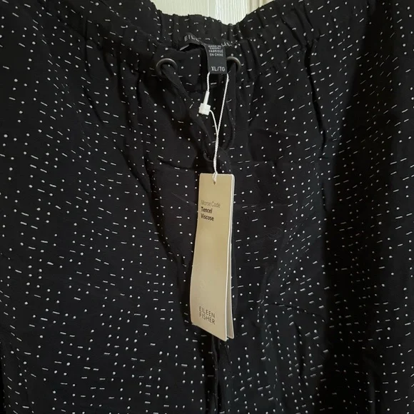 NWT Eileen Fisher Morse Code Print Wide Leg Crop Pants XL - Picture 3 of 3